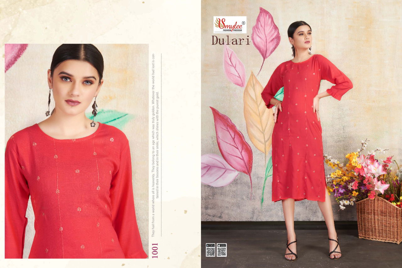 Smylee Dulari heavy Rayon Designer Kurti Regular Wear Reyon Kurtis Collections Available in wholesale price
